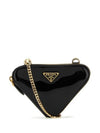 Triangular Patent Leather Mini Pouch Bag Black - PRADA - BALAAN 1