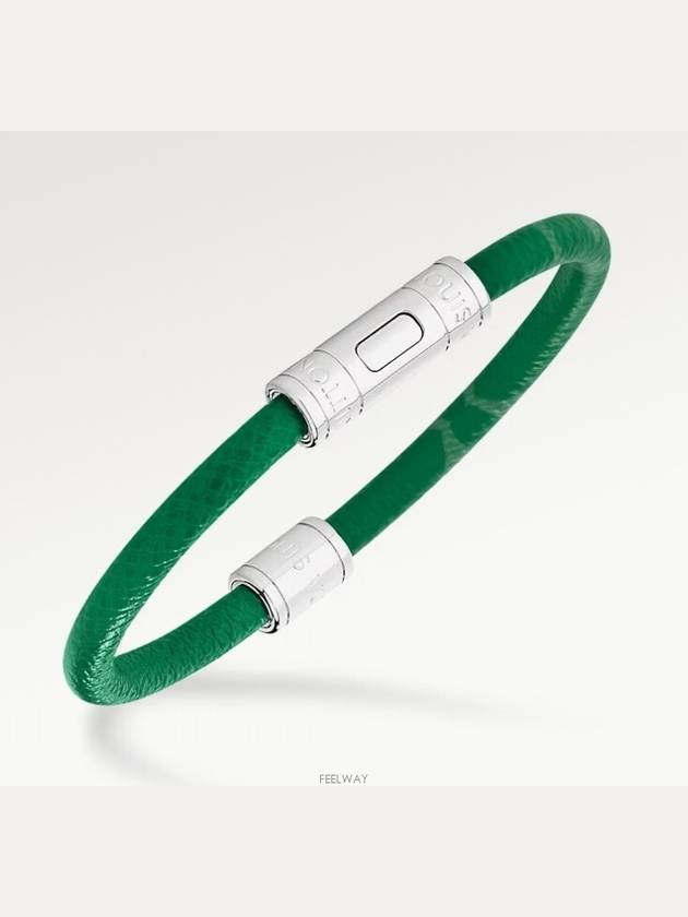 Neo Split Leather Bracelet Silver Green - LOUIS VUITTON - BALAAN 4