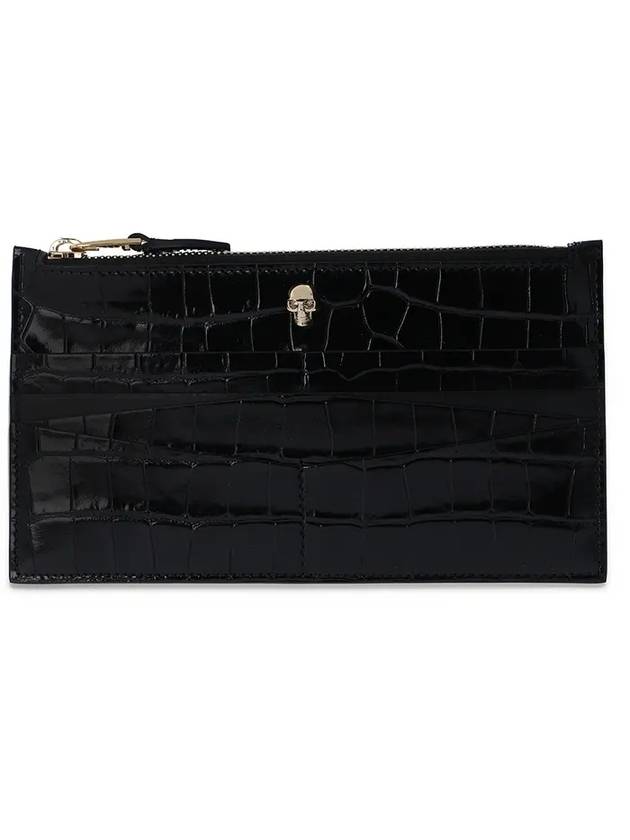 Skull Zipper Card Wallet Black - ALEXANDER MCQUEEN - BALAAN 1