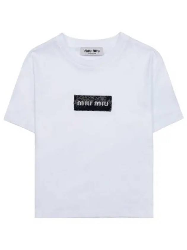 Embroidered Logo Short Sleeve T-Shirt White - MIU MIU - BALAAN 2