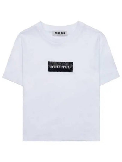 Embroidered Logo Short Sleeve T-Shirt White - MIU MIU - BALAAN 2