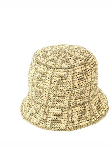 FF Raffia Bucket Hat Gold - FENDI - BALAAN 1