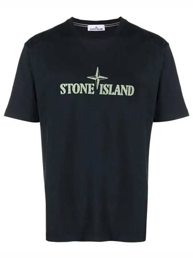 Stitches Two Embroidery Short Sleeve T-Shirt Navy - STONE ISLAND - BALAAN 1