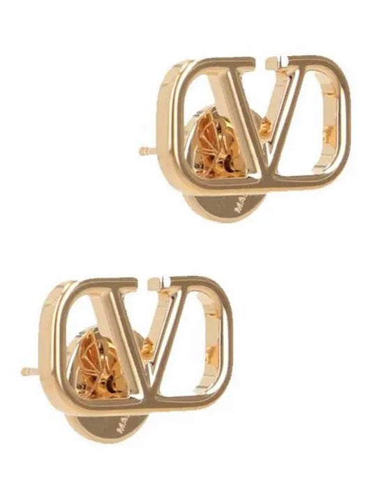 Metal V Logo Signature Earring Earrings Gold 5W2J0G76 MET CS4 - VALENTINO - BALAAN 1