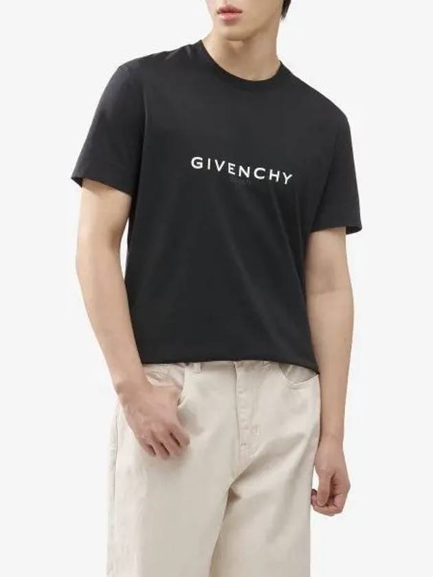 Men's Reverse Logo Round Slim Short Sleeve T-Shirt Black - GIVENCHY - BALAAN 2