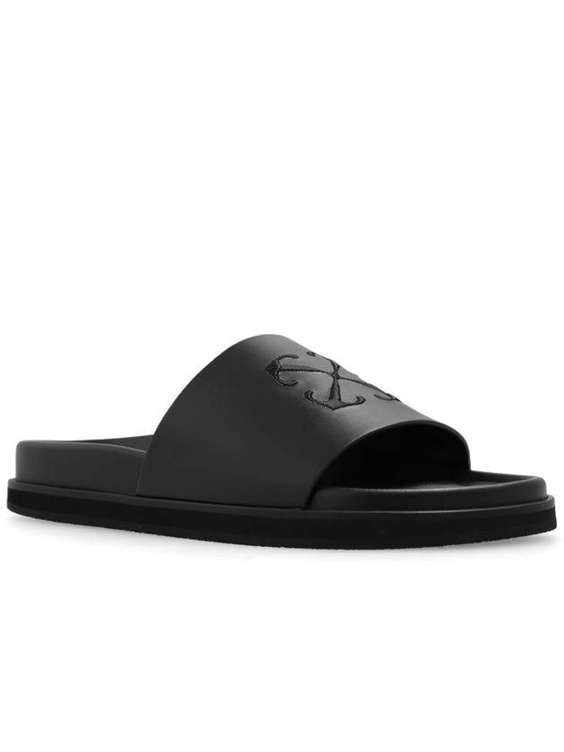 Off-White ‘Cloud Arrow’ Leather Slides, Men's, Black - OFF WHITE - BALAAN 4