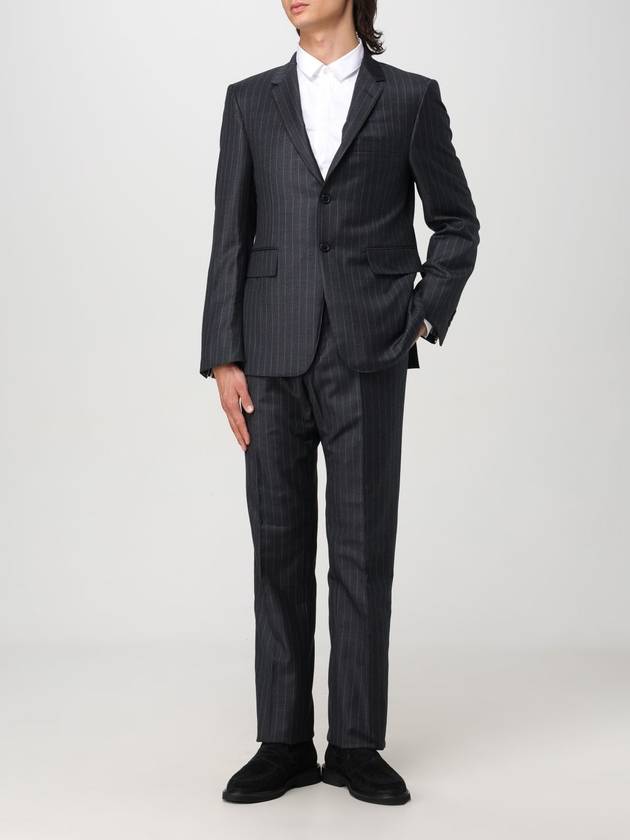 Pinstripe wool straight pants gray - THOM BROWNE - BALAAN 3