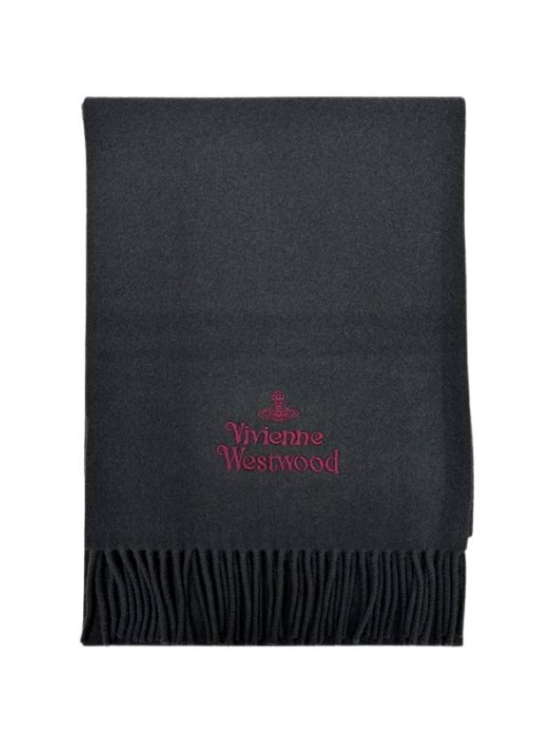 Logo Wool Fringe Muffler Grey - VIVIENNE WESTWOOD - BALAAN 2