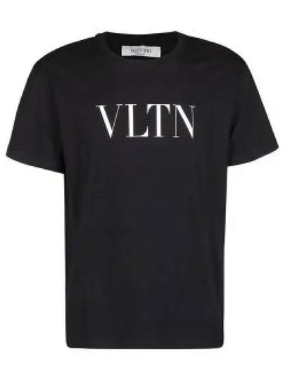 Crew Neck Logo Print Short Sleeve T-Shirt Black - VALENTINO - BALAAN 2