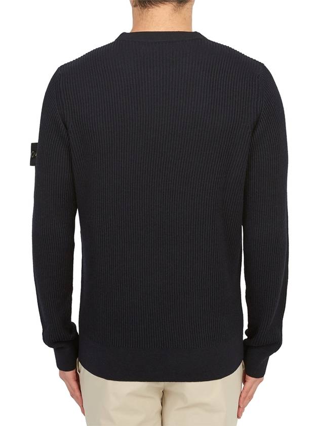 Crewneck Full Rib Wool Knit Top Navy - STONE ISLAND - BALAAN 5