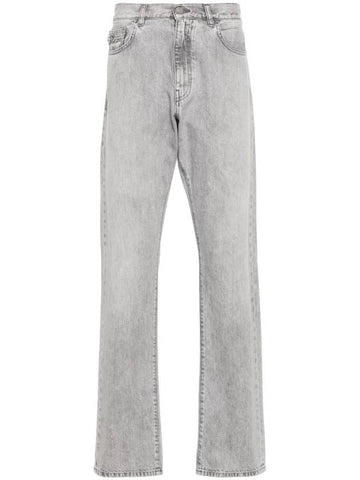 Versace Straight Cotton Jeans With Medusa Head Pattern - VERSACE - BALAAN 1