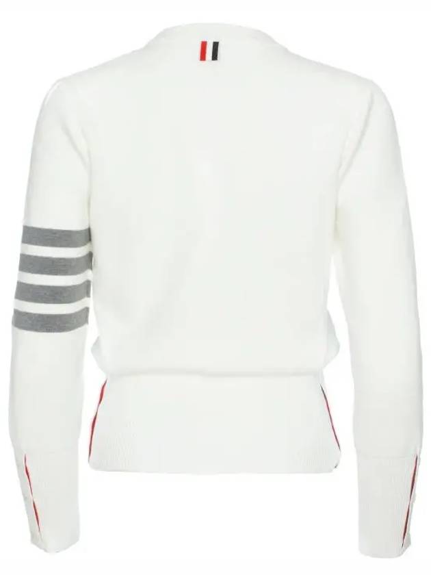 Milano Stitch Crewneck 4-Bar Cotton Crepe Knit Top White - THOM BROWNE - BALAAN 10