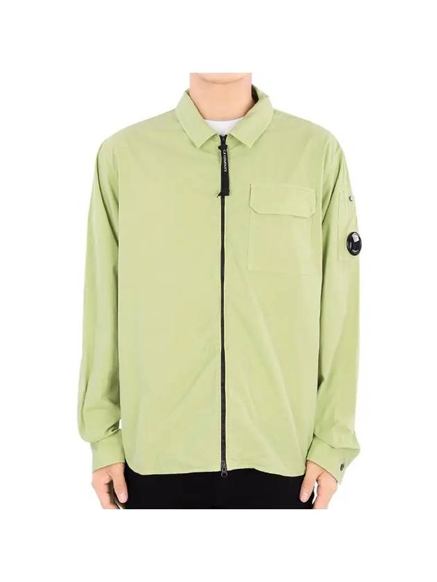 Gabardine Zip Up Long Sleeve Shirt Light Green - CP COMPANY - BALAAN 3