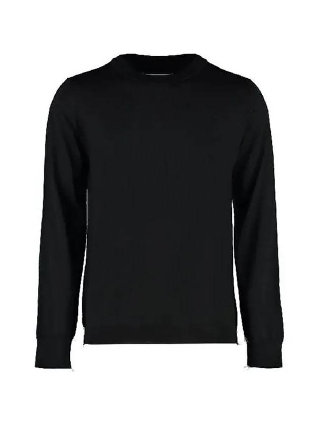 Back Stitch Crew Neck Wool Knit Top Black - MAISON MARGIELA - BALAAN 5