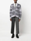 Funmix Tartan Mohair 4 Bar V-neck Cardigan Grey - THOM BROWNE - BALAAN 3