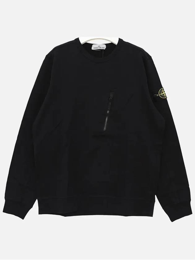 Logo Patch Cotton Crew Neck Sweatshirt Navy - STONE ISLAND - BALAAN 3