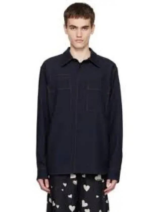 Classic Collar Virgin Wool Long Sleeve Shirt Blue - MARNI - BALAAN 2