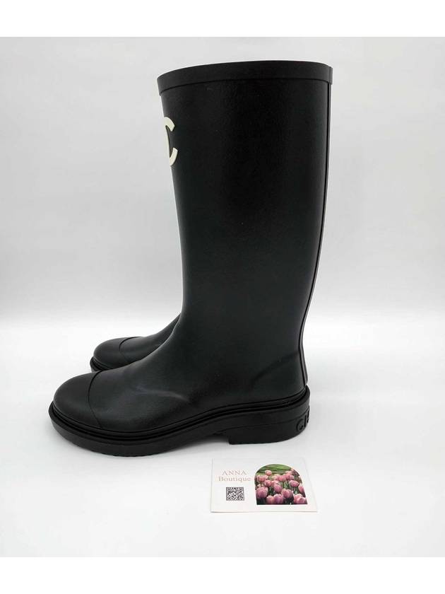 CC Logo Caoutchouc Rain Boots Black - CHANEL - BALAAN 4