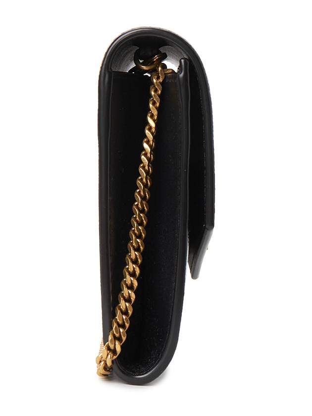 Uptown Shiny Grained Leather Chain Wallet Black - SAINT LAURENT - BALAAN 4