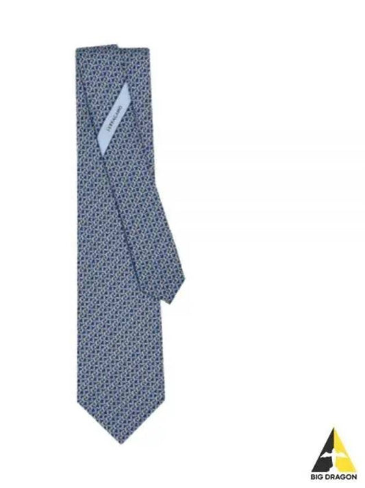 Men's Gancini Logo Silk Tie Navy - SALVATORE FERRAGAMO - BALAAN 2