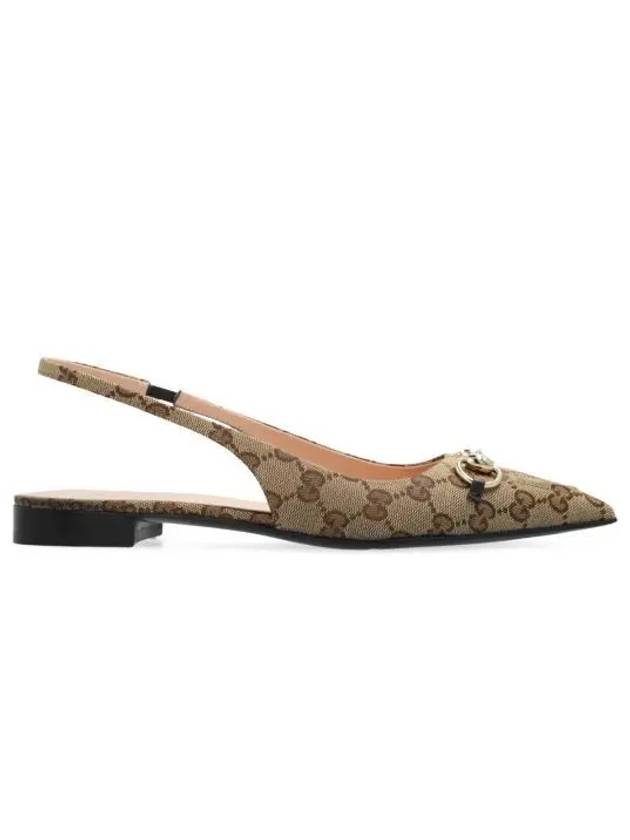 Horsebit Slingback Ballet Flat Beige Ebony - GUCCI - BALAAN 2