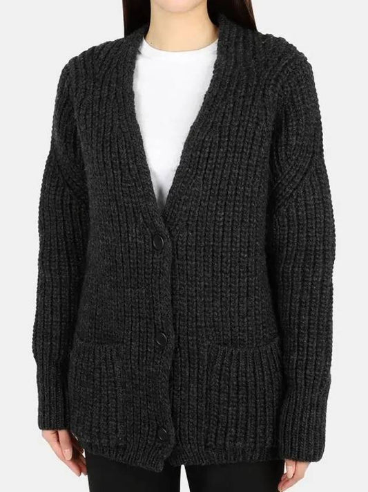 Women's V-neck Wool Cardigan Dark Gray W4223WCGM - OUR LEGACY - BALAAN.