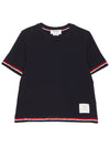 RWB Stripe Cotton Short Sleeve T-Shirt Navy - THOM BROWNE - BALAAN 2