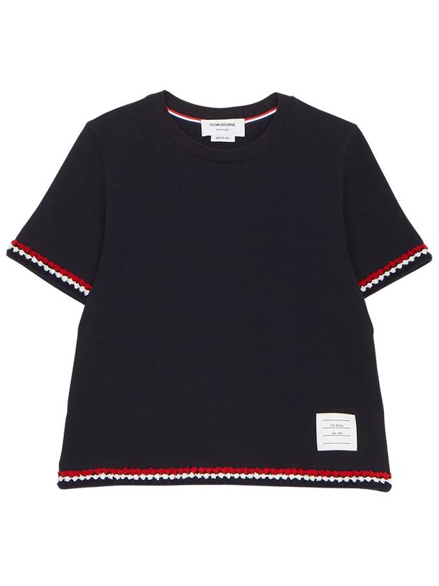 RWB Stripe Cotton Short Sleeve T-Shirt Navy - THOM BROWNE - BALAAN 2