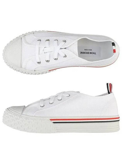 Striped Trim Lace-up Low Top Sneakers White - THOM BROWNE - BALAAN 2