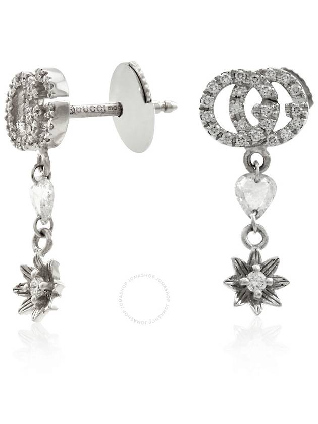 Gucci Ladies Flower And Double G Earrings With Diamonds - GUCCI - BALAAN 3