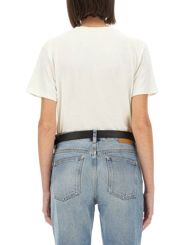 Logo Patch Crew Neck Short Sleeve T-Shirt White - SAINT LAURENT - BALAAN 4