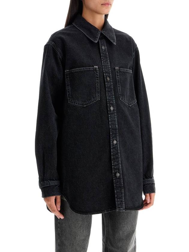 Cotton Denim Long Sleeve Shirt Black - ACNE STUDIOS - BALAAN 3