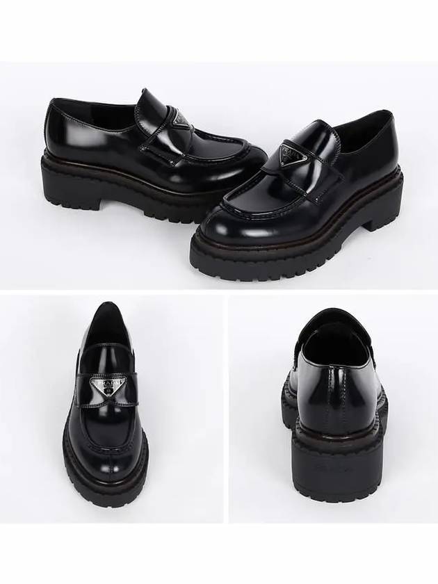 Triangle Logo Leather Loafers Black - PRADA - BALAAN 3