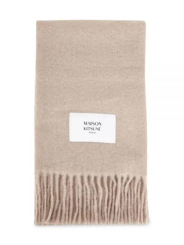 Men s logo dark beige muffler LW06206WA0022 DB 1157104 - MAISON KITSUNE - BALAAN 1