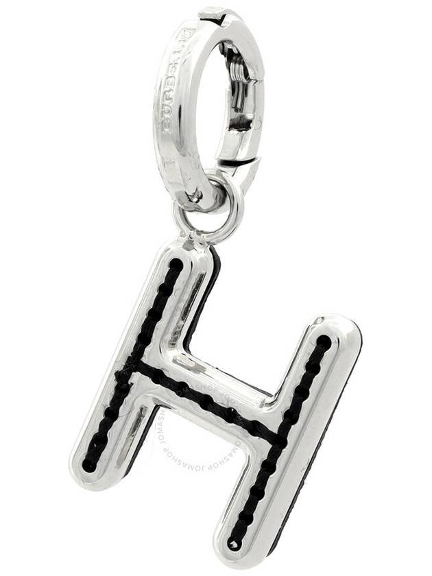 Burberry Leather-Topstitched 'H' Alphabet Charm in Palladium/Back - BURBERRY - BALAAN 1