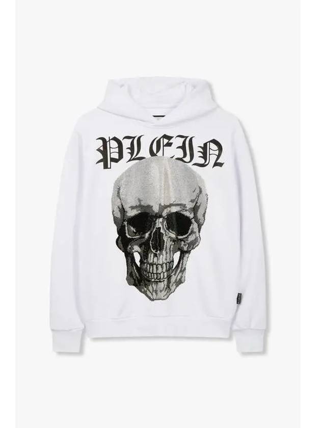 Men s Hotfix Big Skull Hooded Sweatshirt White - PHILIPP PLEIN - BALAAN 1