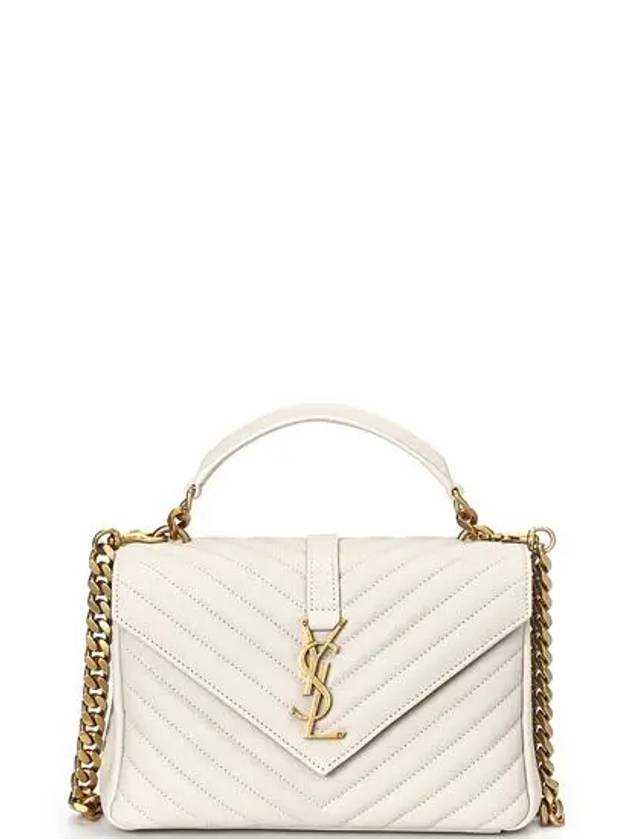 College Medium in Quilted Leather Shoulder Bag Blanc Vintage - SAINT LAURENT - BALAAN 2