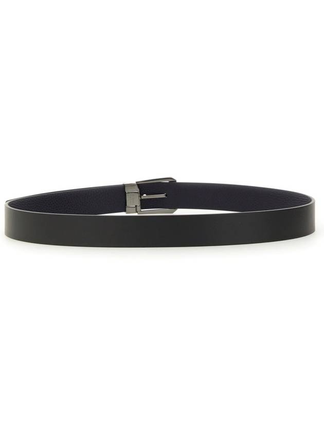 Logo Reversible Leather Belt Black Blue - SALVATORE FERRAGAMO - BALAAN 4