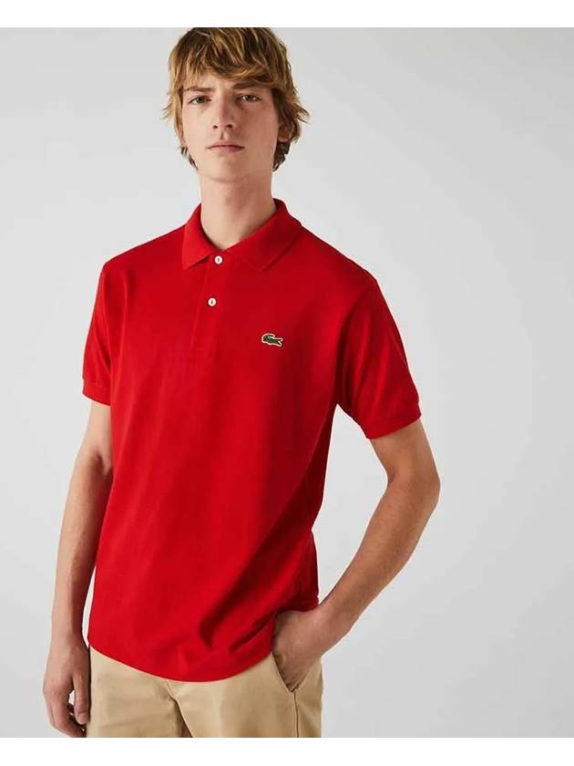 Men's Logo Classic Fit Cotton Short Sleeve Polo Shirt Red - LACOSTE - BALAAN 3