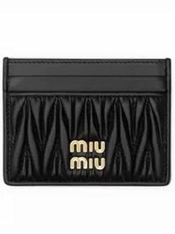 Matelasse Nappa Leather Card Wallet Black - MIU MIU - BALAAN 1