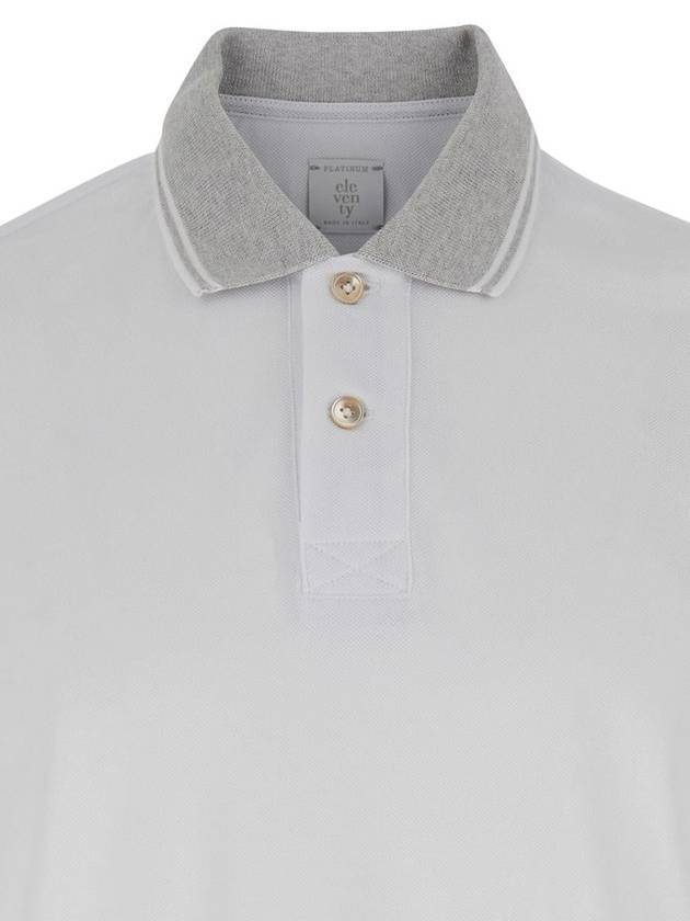 White Polo Shirt With Classic Collar In And Front Button Closure In Cotton Man - ELEVENTY MILANO - BALAAN 3