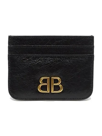 Embellished Logo Leather Card Wallet Black - BALENCIAGA - BALAAN 2