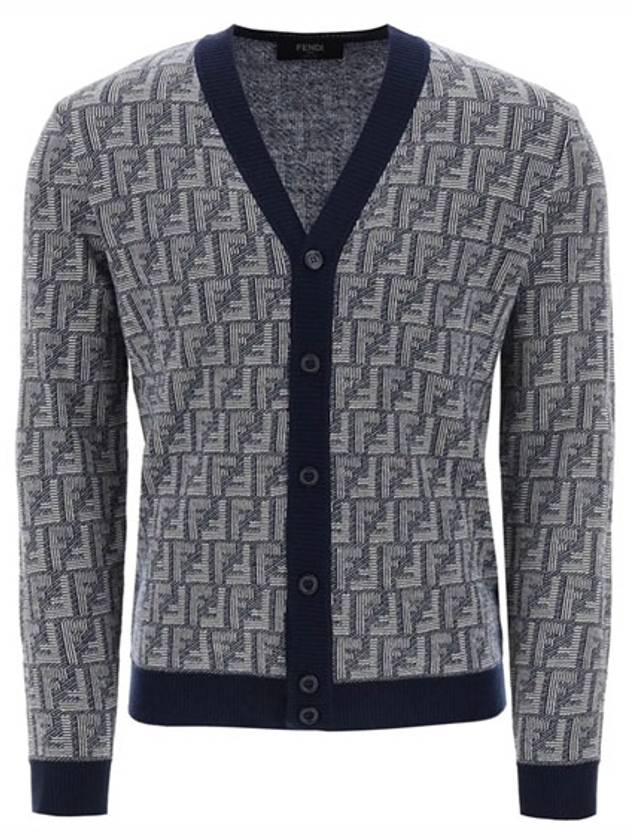 Shadow Motif V-neck Wool Cardigan White Blue - FENDI - BALAAN 2