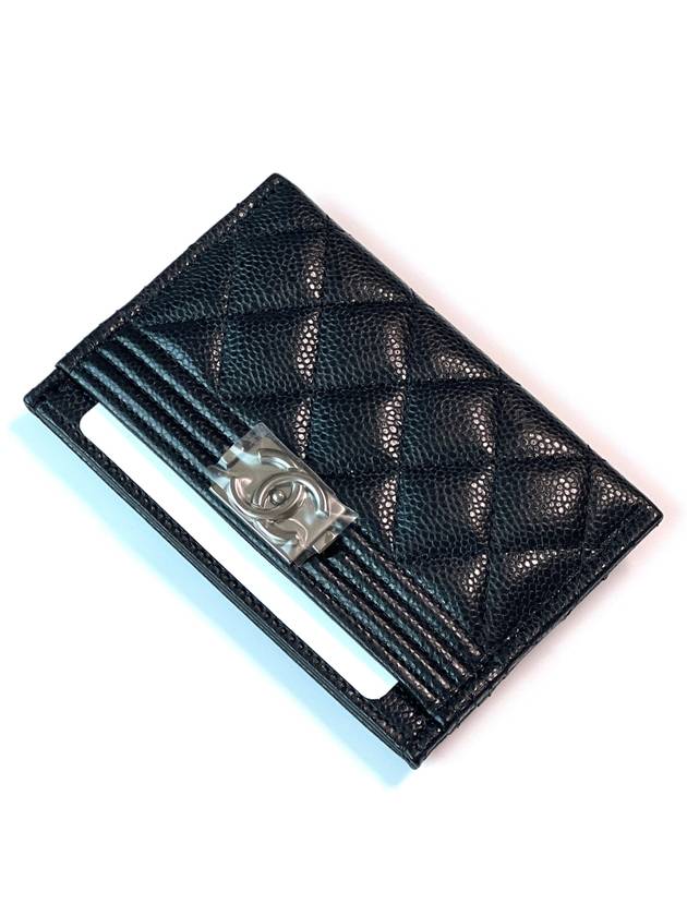 Boy Caviar Card Holder Black Shining Silver Classic A84431 - CHANEL - BALAAN 2