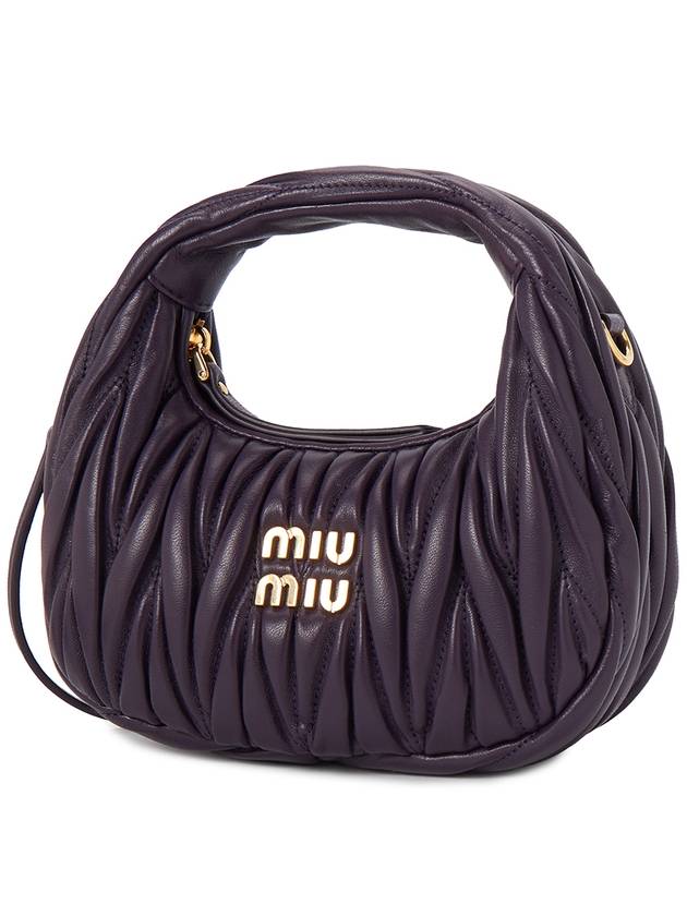 Wander Matelasse Nappa Leather Hobo Mini Bag Violet - MIU MIU - BALAAN 3