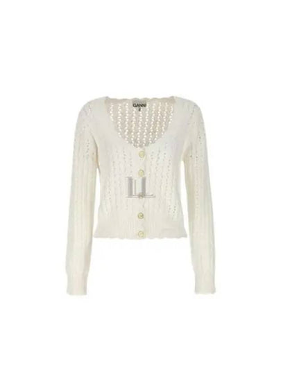 Button Knit Cardigan White - GANNI - BALAAN 2