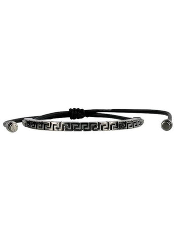 Greca Logo Metal Bracelet Black Silver - VERSACE - BALAAN.