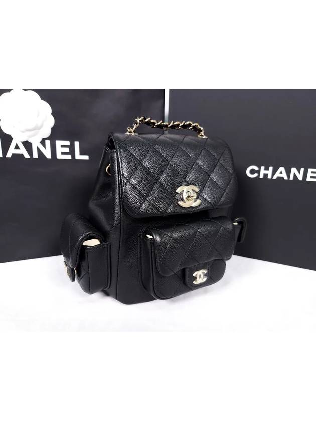 Grained Shiny Calfskin Small Backpack Black - CHANEL - BALAAN 3