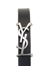 Opyum Silver Logo Leather Bracelet Black - SAINT LAURENT - BALAAN 5