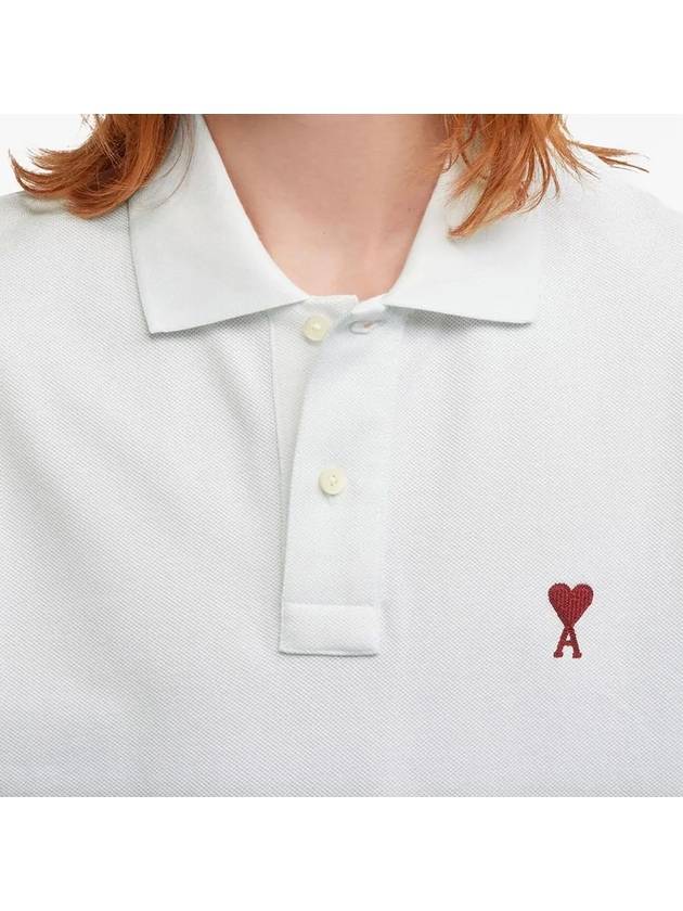 Heart Logo Polo Shirt White - AMI - BALAAN 6